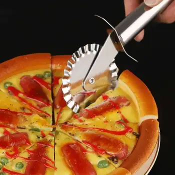 Mutfak Taşınabilir Çift Rulo Pizza Paslanmaz Çelik Bıçak Makarna Kesici Makarna Makarna Yuvarlak Dantel Pizza Tekerlek mutfak gereçleri