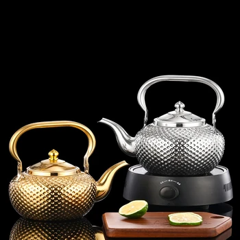 Sanqia Paslanmaz Çelik Demlik Kaldırma Kolu Çay Filtresi ile Gümüş Veya Altın için Uygun İndüksiyon Ocak Soba Üst su ısıtıcısı