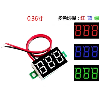 0.36 İnç DC 0-32V LED Mini Dijital Voltmetre Mavi / kırmızı / yeşil LED Ekran Volt Metre Ölçer Gerilim Panel metre 2 teller