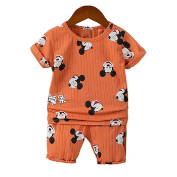 0-3year Mickey Mouse Bebek erkek Giysileri set yaz Erkek Bebek eğlence Seti pamuk yumuşak çocuk Giysileri