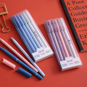 0.5 mm Morandi Renkli Kutulu Kalem Altı Siyah Nötr Kalemler Öğrenci Sınav Ofis İmza Kalemler Öğrenme Malzemeleri Kırtasiye