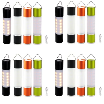 1/2/4/5/10 adet USB Şarj Edilebilir Asılı El Feneri Zumlanabilir Alüminyum Alaşım + ABS LED Torch Kamp Çadır Lambası Açık Gece Lambası