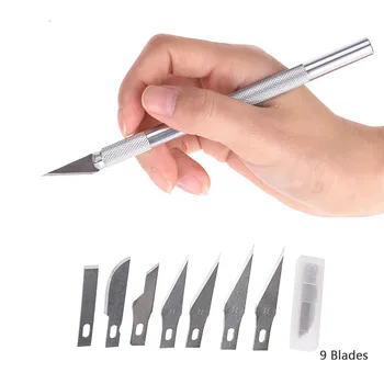 1 / 5 / 9 Bıçakları Zanaat Sanat Kesme Bıçağı DIY Oyma Bıçağı Stencil Puanlama Hobi Keski Modeli Tamir Heykel Bıçağı