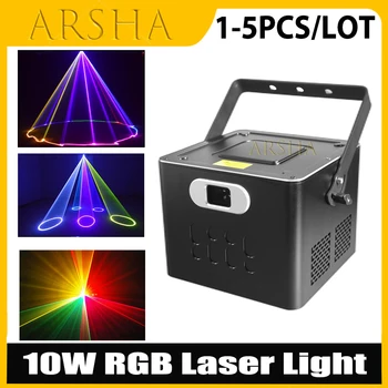 1-5 Adet 10W tam renkli lazer ışığı 30Kpps DMX512 DJ Disko Sahne İçin Düğün Müzik Parti Konser Stadyum Tarama Lazer Projektör