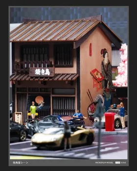 1/64 Japon Yakitori Garaj Minyatür Sahne Model Araba Park Yeri İnşaat Dekorasyon Dıy Peyzaj