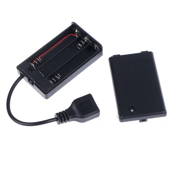 1 adet DC4. 5V Taşınabilir Mini AAA Pil Tutucu saklama kutusu Kasa USB Güç besleme aküsü Kutusu 65x45x15mm