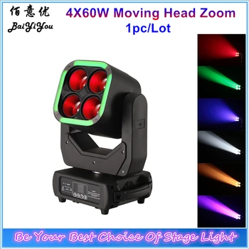 1 adet / grup Yeni LED Zoom 250W Hareketli Kafa Yıkama ışığı 4X60W + 64x1. 5W RGB LED DMX Profesyonel Disko Sahne Aydınlatma