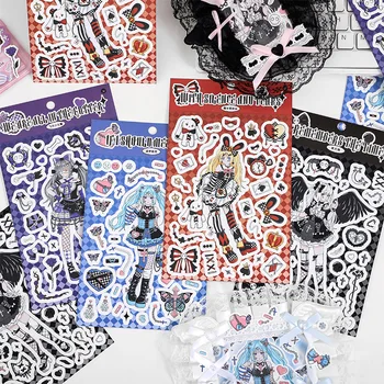 1 ADET Mat Goo Kart Sticker Cadı Oyun Serisi Karikatür Kız Deco Sticker Seti Günlük Kaydı için 4 Tasarımlar