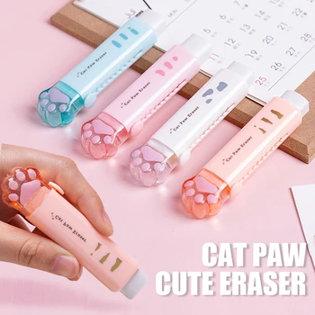 1 Takım Sevimli Push-pull kurşun kalem silgisi Kedi Pençe Silgi Temiz İz Bırakmadan Öğrenci Kırtasiye Malzemeleri