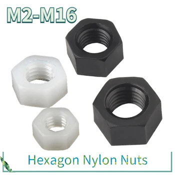 10/50 ADET M2-M16 Beyaz/Siyah Naylon Plastik Altıgen Somun DIN934 ısı/elektrik yalıtımı için