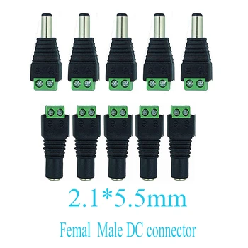 10 Adet 12V 2. 1x5. 5mm 5.5*2.1 mm DC Güç Erkek Tak adaptör jak Konnektör Fişi CCTV tek renkli led ışıklar