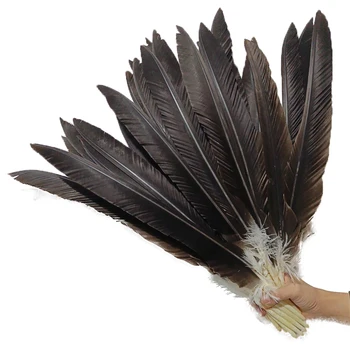 10 Adet / grup Doğal Kartal Tüyleri El Sanatları için 40-70cm Uzun Siyah Kuşlar Şahin Tüyü Dekor Düğün Karnaval Parti Tüyleri Dekorasyon