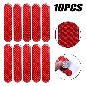 10 Adet Kırmızı Araba Kamyon Kapı Yansıtıcı Güvenlik Bandı Uyarı Gece Lambası Su Geçirmez Uyarı Bandı Römork Reflektör Sticker
