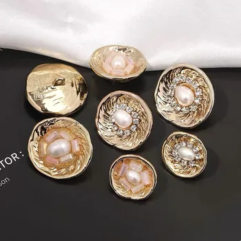 10 Adet Moda Kase Metal Elmas Taklidi İnci Düğmesi DIY Ceket Gömlek Takım Elbise Dekoratif Düğme