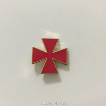 10 adet Toptan Masonik Yaka Pin Mason Malta Çapraz Tapınak Şövalyeleri Commandery Rozetleri Pimleri Kırmızı Emaye Broş