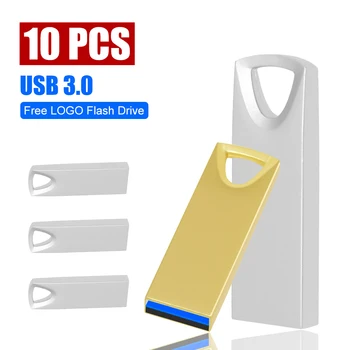 10 ADET USB3. 0 Gümüş Altın Metal Kalem Sürücü 16GB USB flash sürücü 16GB Memory Stick Flash Kart U Disk Özel Logo usb flash bellek