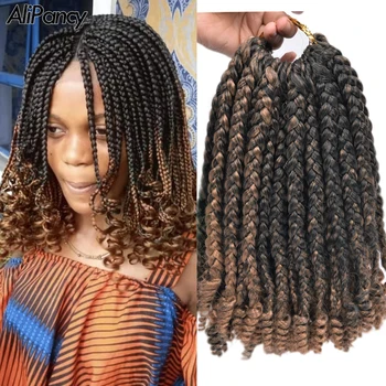10 inç Kutu Örgüler Sentetik Saç Tığ Örgüler Tarzı Siyah Bordo Kahverengi Afrika Amerika Kadınlar için Tığ saç ekleme