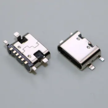 100 adet 6 Pin mikro usb Tip C 3.1 Dişi SMT soketli konnektör Yerleştirme SMD PCB Tasarımı İçin DIY Yüksek Akım şarj portu Jakı