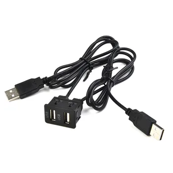 100CM Araba Dash Gömme Montaj USB Bağlantı Noktası Paneli Çift USB Uzatma Adaptörü Kablosu Araç Elektroniği Araba Aksesuarları