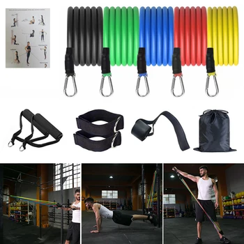 11 Adet Direnç Bantları 100lbs Kapalı Taşınabilir Fitness ekipmanları Yoga Ev Jimnastik Salonu Egzersiz Genişletici Tüp Elastik Çekme Halatları