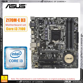 1151 Anakart kiti ASUS Z170M-E D3 + İ3 7100 cpu Intel Z170 Anakart kiti DDR3 32GB PCI - E 3.0 M. 2 USB 3.0 Mikro ATX