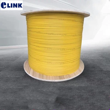 1200 m fiber optik kablo SM 9 / 125um 3.0 mm dubleks Sarı G652D kapalı dubleks fiber patchcord için 1.2 km / rulo ftth tel ELİNK