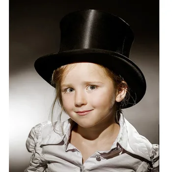13.5 cm(5.3 inç) %100 % Yün Çocuk silindir şapka Kız Erkek Çocuklar İçin Geleneksel Fedoras Şapkacı Sihirbaz Şapka Sam Kunduz Kilise Şapka