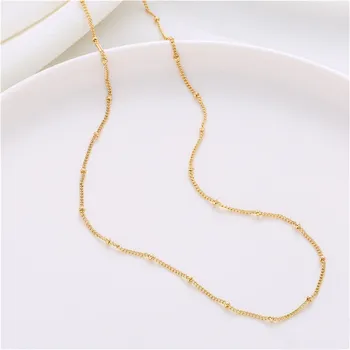 14K altın kaplı klip boncuk yan kolye bitmiş zincir kalın 1.2 mm toplam uzunluk 45cm takı ürünleri köprücük kemiği zinciri