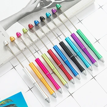 1XCB Metal Okunabilir Kalem Yaratıcı DIY Boncuk Tükenmez Kalem Mil ile Siyah Mürekkep Kırtasiye Okul Ofis Malzemeleri Çocuklar Hediye