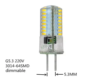 2 adet kısılabilir G5. 3 LED 220V silikon ampul kristal avize ampul 220v g5. 3 220v led ampul 3014-64smd LED G5. 3 110V LED