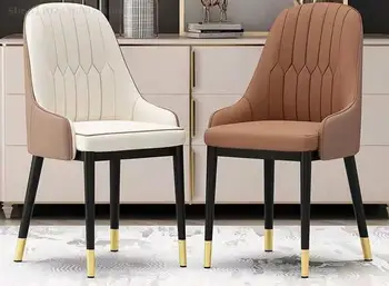 2 Adet/takım deri yemek sandalyeleri yemek odası arkalığı sandalye İskandinav Modern ışık lüks tasarım ev otel yemek sandalyesi