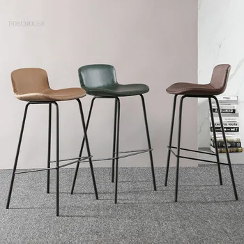 2 Boyutları 4 renkler İskandinav yüksek bar sandalyesi Minimalist Modern arkalığı Bar bar sandalyesi s mobilya ışık lüks yumuşak yastık bar sandalyesi s