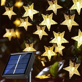 20/30/50/100 LED pırıltı yıldız güneş dize ışıkları açık su geçirmez noel çelenk peri ışıkları bahçe partisi ev dekorasyonu