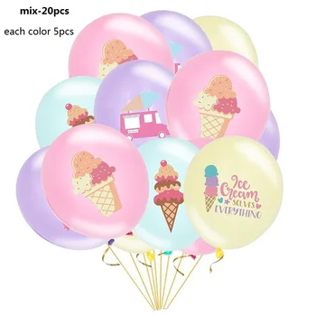 20 adet Dondurma Parti Balonları Dondurma Koni lateks Balloonsfor Dondurma Temalı Bebek Duş Çocuklar Tatlı Doğum Günü Süslemeleri