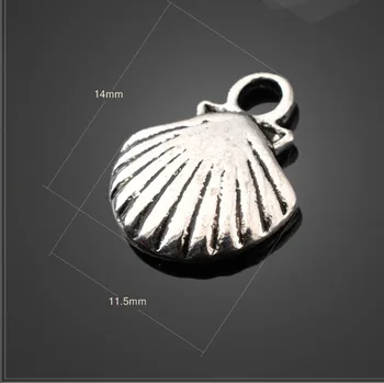 20 Adet / grup 11.5 mm*14mm sharma metal dıy el yapımı gümüş kaplama deniz deniz kabuğu takılar