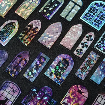 20 adet Yıldız Çiçek Pencere Serisi Buz Kristal PET Dekorasyon Etiket Kolaj Etiket Scrapbooking Kolaj Kırtasiye Çıkartmalar