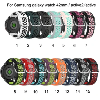 200 adet Silikon Bilek Bandı Kayışı Samsung galaxy izle 42mm Değiştirilebilir Samsung active2 Akıllı izle İki renkli nefes