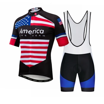 2019 Amerika bisiklet jersey setleri erkek Bisiklet jersey bib şort takım elbise MTB Giyim Gömlek Takım Maillot Ciclismo Dağ yol Üstleri