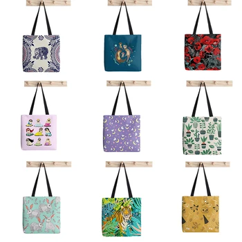 2021 Alışveriş Haşhaş Bahçe Çizgi Film Baskılı Tote Çanta Bayanlar Harajuku alışveriş çantası Çanta Omuz alışveriş çantası Bayan Kanvas çanta