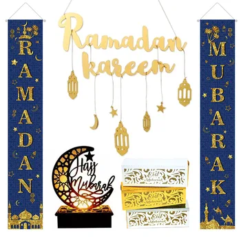 2021 EİD Mubarak Dekor Advent Takvimi Ramazan Kareem Ahşap Kolye Ev İslam Müslüman Parti Süsler Eid Mubarak Hediyeler