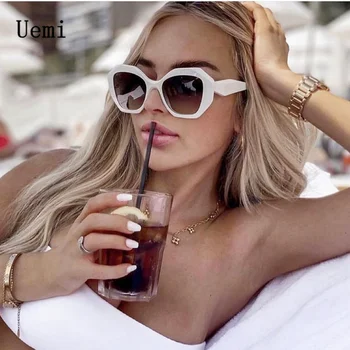2022 Retro Moda Büyük Boy Güneş Gözlüğü Kadınlar İçin Düzensiz kare Çerçeve Lüks Marka Tasarımcısı güneş gözlüğü Tonları UV400 Gözlük