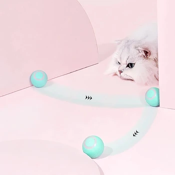 2022New Otomatik Akıllı Kedi Oyuncak Top İnteraktif USB Şarj Edilebilir Kendinden Dönen Renkli Led Tüy Bells Oyuncaklar Kediler Yavru için