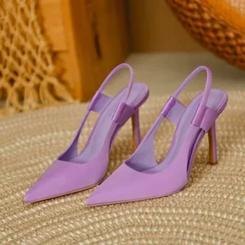 2023 Bahar Yeni Marka Kadın Slingback Sandalet Sivri Burun Kayma İnce Yüksek Topuk Bayanlar Zarif Ayakkabı Pompaları Drss Sandalet