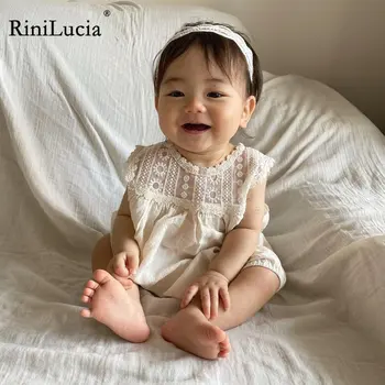 2023 Bebek Kız Romper Yaz Toddler Yenidoğan Bebek Kolsuz Çiçek Dantel Tulumlar Playsuits Tatlı Tulum Kıyafetler