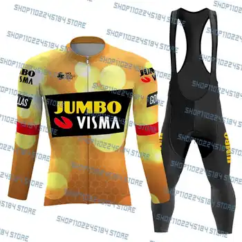2023 Jumbo Visma Hafif Bisiklet Jersey Seti Adam MTB Yarış Bisiklet uzun kollu giyim Ropa Ciclismo Bisiklet Sürme Üniforma
