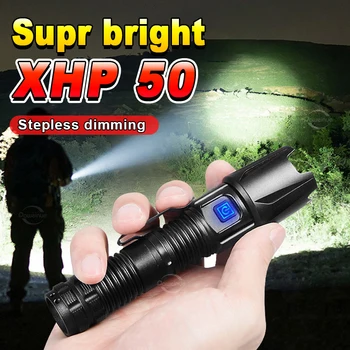 2023 Mini Led El feneri XHP50 LED el feneri Süper Parlak Taşınabilir Fener 18650 USB Reacharge El Feneri Açık Kamp Aydınlatma