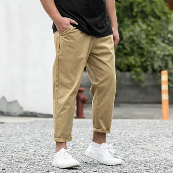 2023 Yaz erkek Büyük Boy Elastik rahat pantolon erkek Moda Büyük Boy Gevşek Düz Renk erkek pantolonları