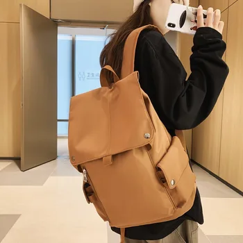 2023 Yeni düz renk bilgisayar sırt çantası erkek kolej tarzı üniversite öğrencisi flip çanta