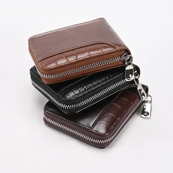 2023 Yeni erkek cüzdanları Yatay RFID anti-hırsızlık Fırça Cüzdan Çoklu kart Dolar Kısa Para Klip Moda Deri Fermuarlı Çanta