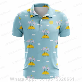 2023 Yeni erkek Golf Kıyafeti Rahat Kısa Kollu Erkek Altın Çiçek Baskılı Barok Gömlek Yaz Golf Polo Balo Parti Gömlek Tops